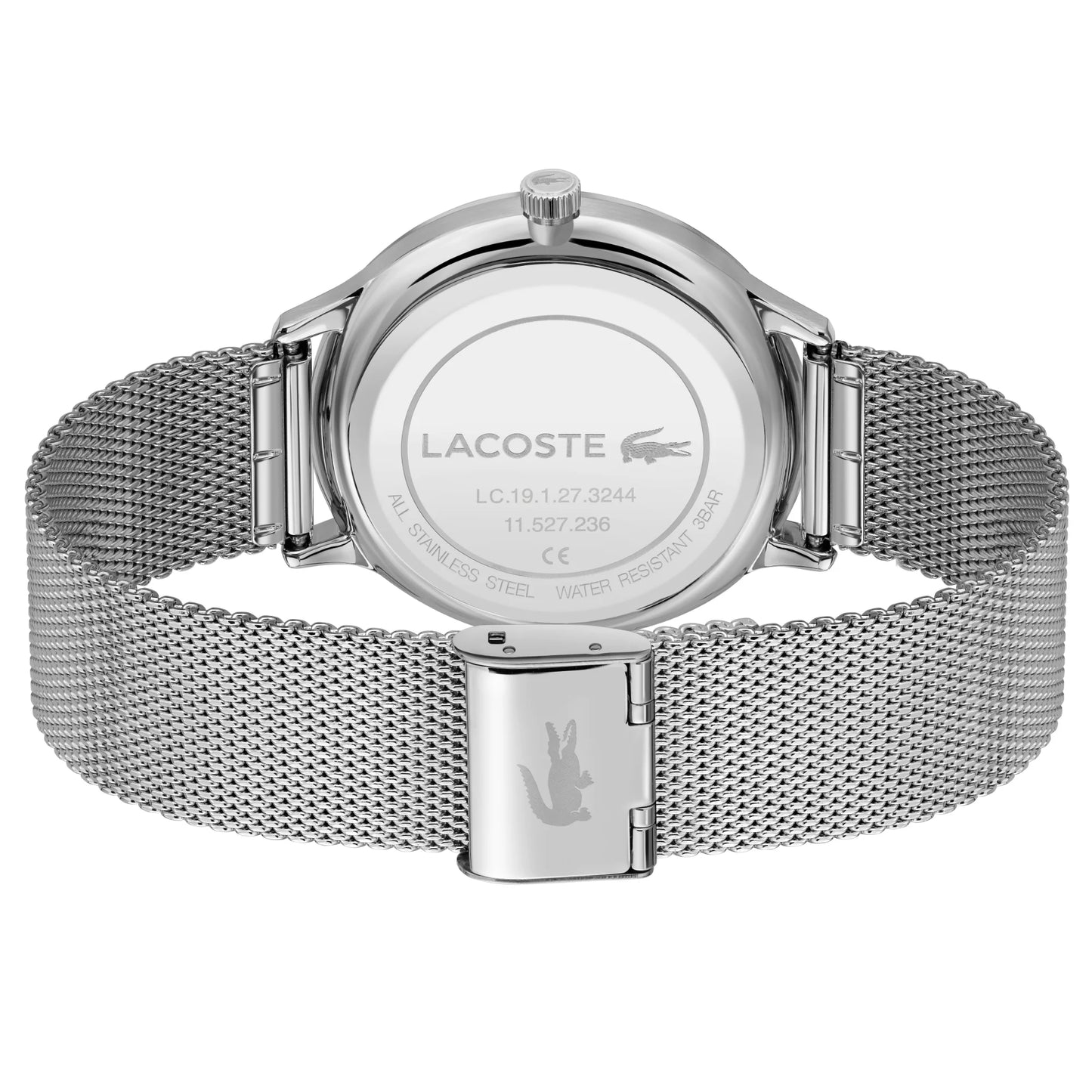 Lacoste Club Men's Slim Black Date Watch Silver Mesh Band, Men, 42mm, black, Goodwatch fashion & trendy watches