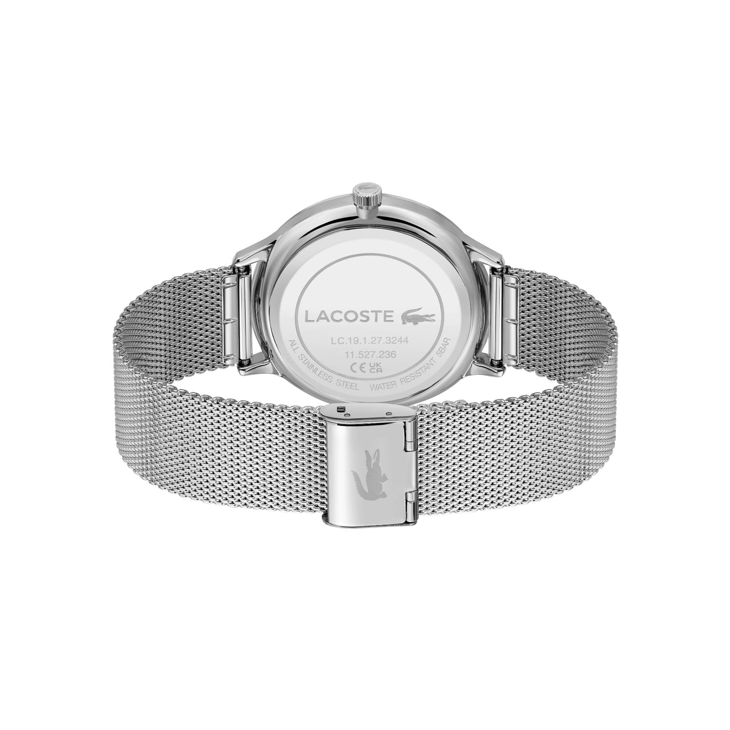 Lacoste Club Men's Slim Silver Date Watch Mesh Band, silver, 42mm, Men, Goodwatch fashion & trendy watches