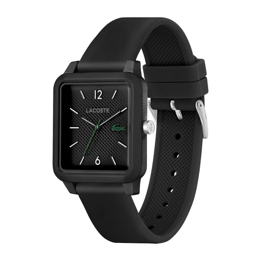 Lacoste.12.12 Studio 3 Hands Watch Black Silicone Strap, chronograph, black, casec_black, Goodwatch fashion & trendy watches