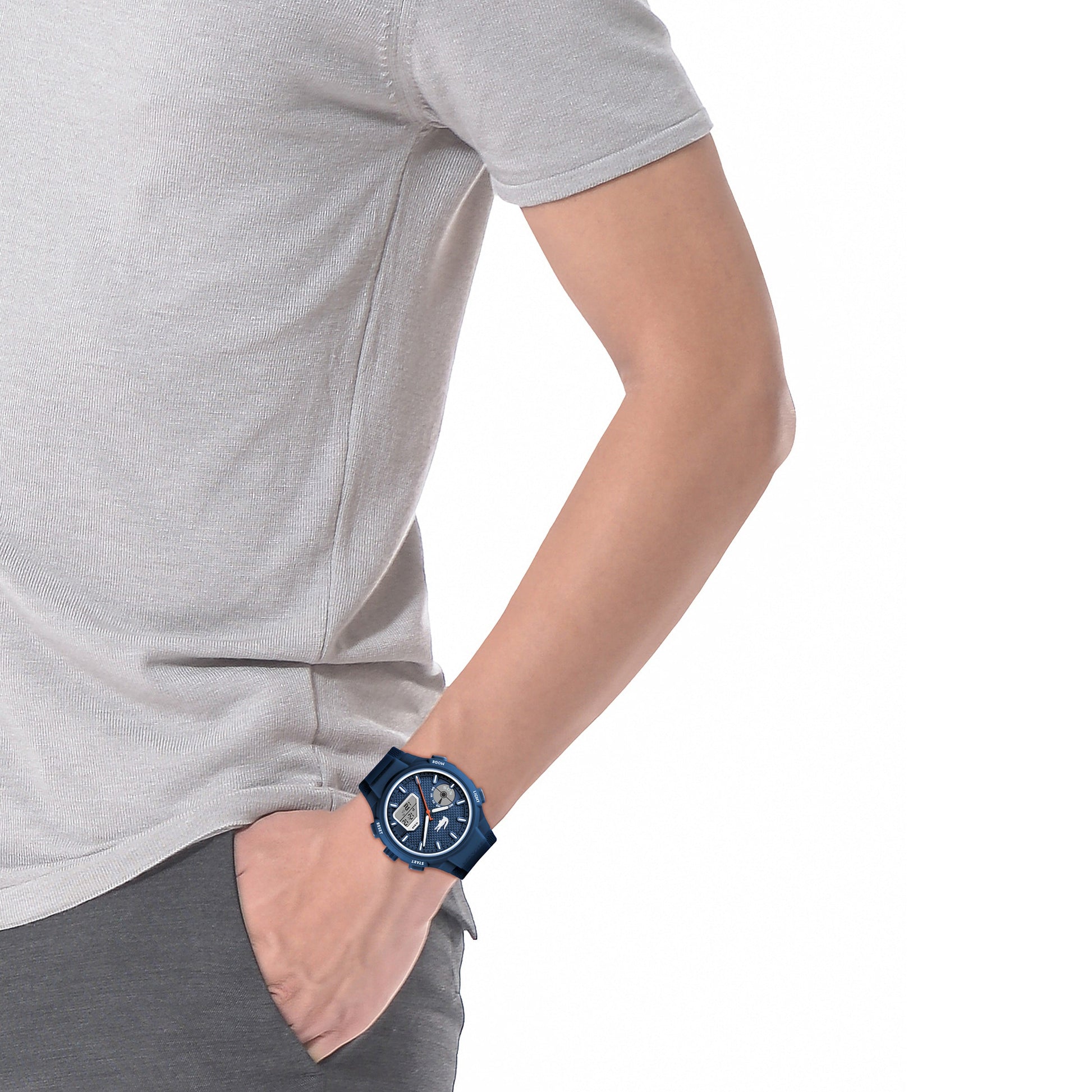 Lacoste LC33 World Time Chrono Light Navy Date Dial Silicone Strap Men's Watch, , , , Goodwatch fashion & trendy watches