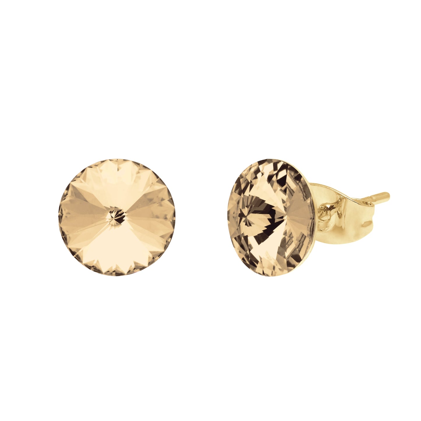 Aura's Stud Earrings With Crystals feature large, round, faceted Swarovski stones.