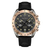 Timberland Men's Carrigan Dual Time Rosegold-Black Watch with leather strap and ion-plated bronze-toned bezel.