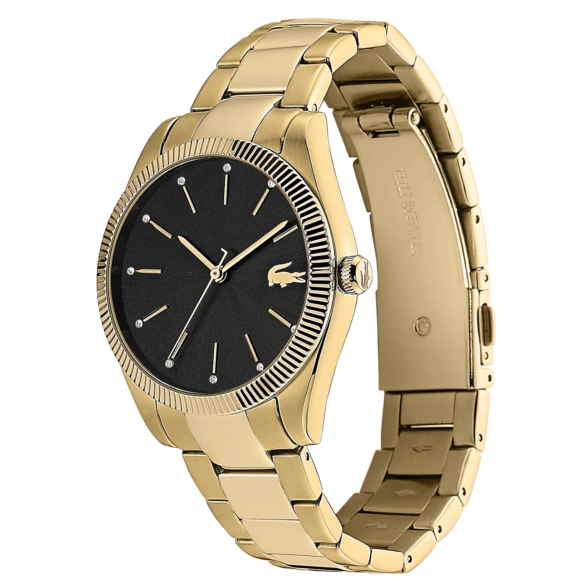 Lacoste Parisienne Ladies Black Dial Gold Bracelet Watch, Women, 36mm, silver, Goodwatch fashion & trendy watches