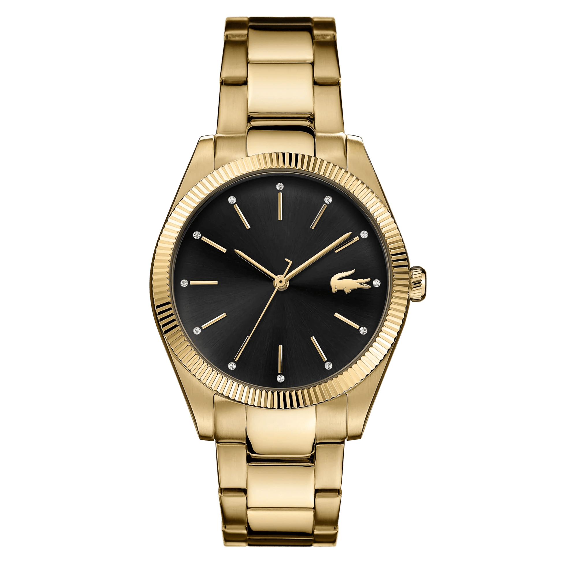 Lacoste Parisienne Ladies Black Dial Gold Bracelet Watch, Women, 36mm, silver, Goodwatch fashion & trendy watches