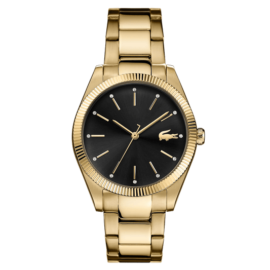 Lacoste Parisienne Ladies Black Dial Gold Bracelet Watch, Women, 36mm, silver, Goodwatch fashion & trendy watches