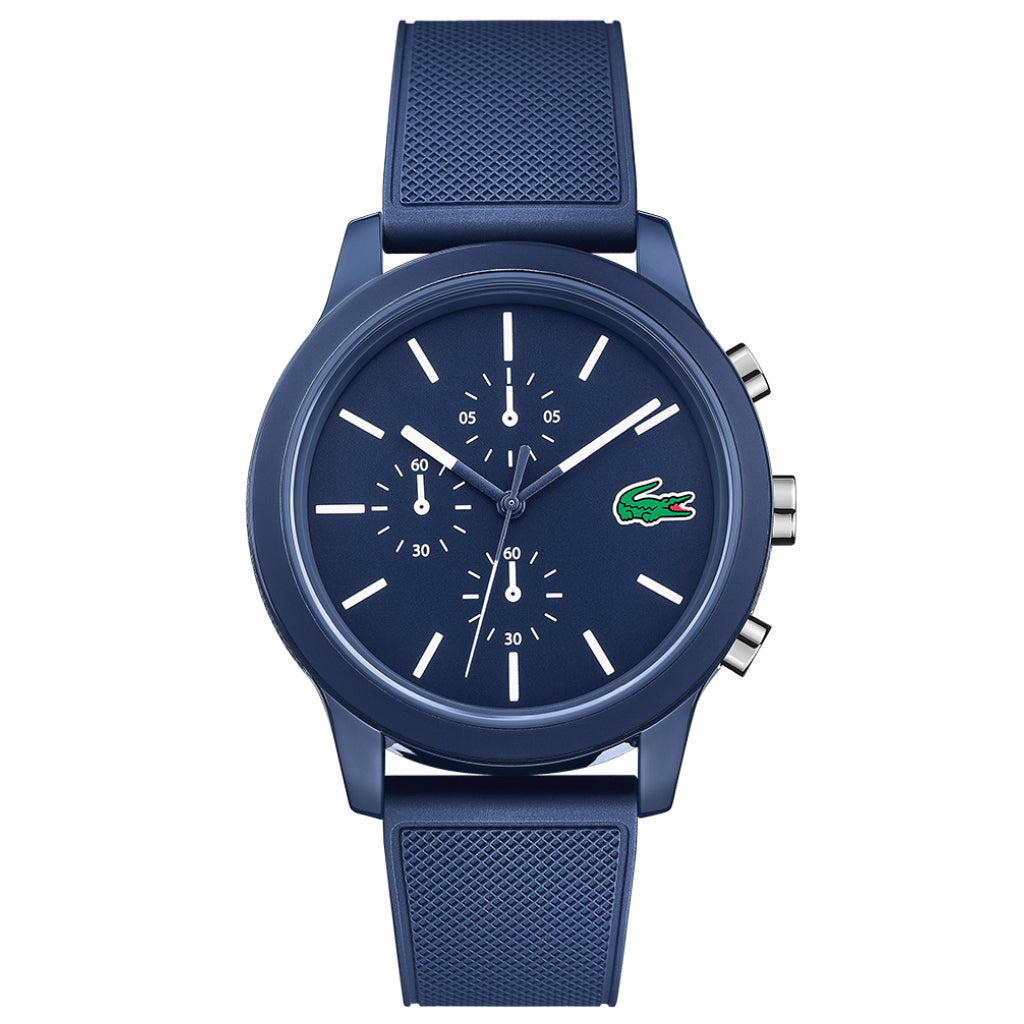 The men's Lacoste.12.12 Chronograph watch in blue.