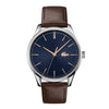 Lacoste Vienna Navy Dial Brown Leather Strap Men's Watch, Men, 42mm, blue, Goodwatch fashion & trendy watches