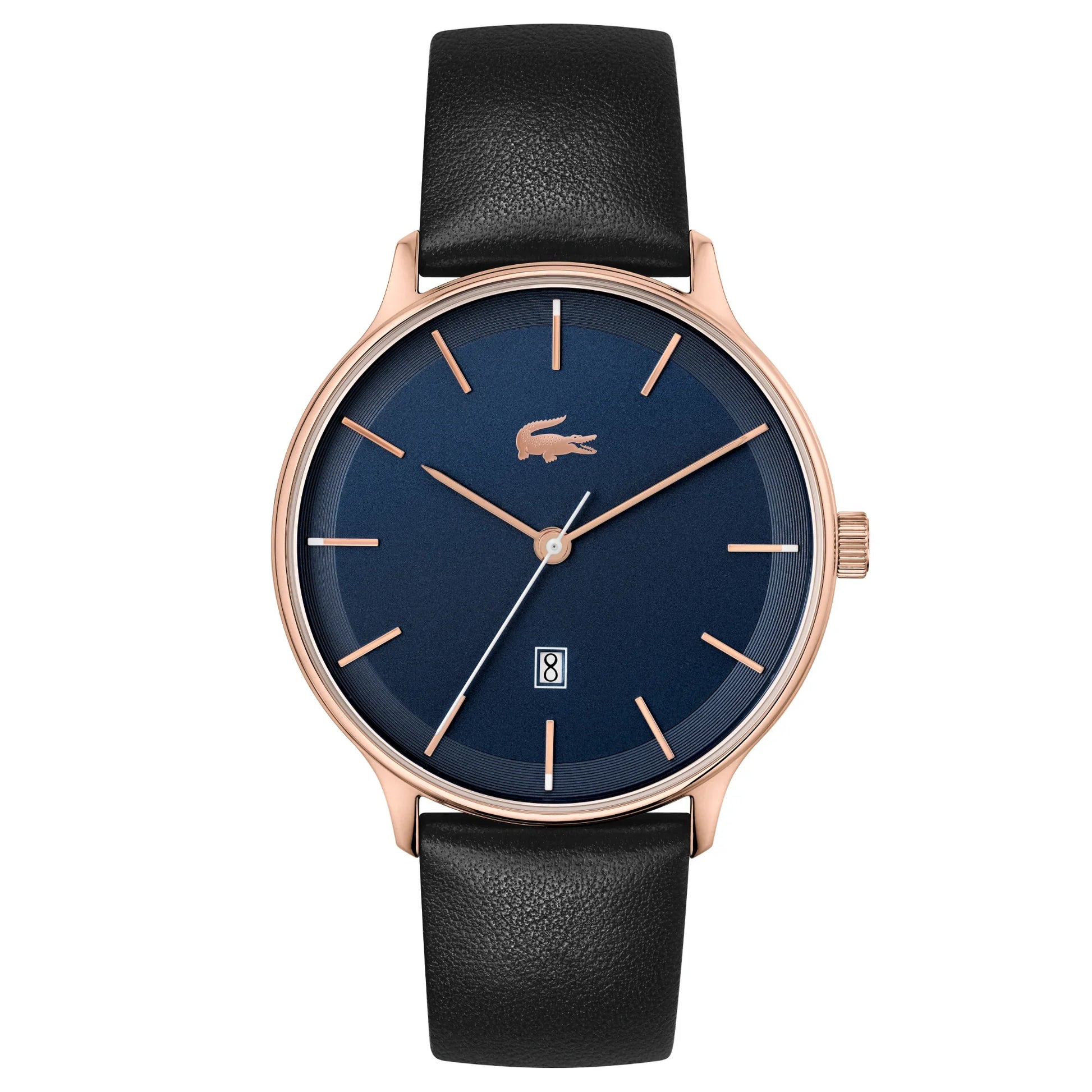 Lacoste Club Men's Navy Date Dial Watch Black Leather Strap