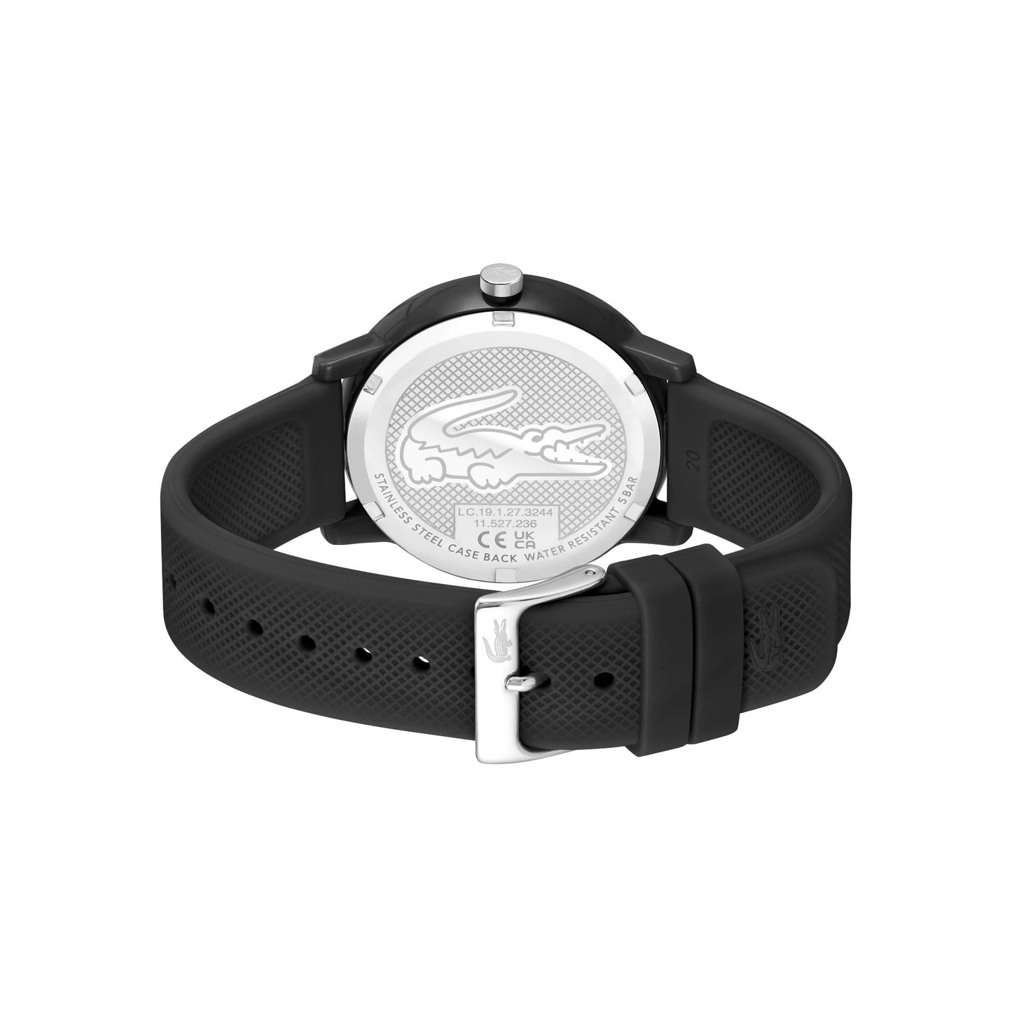 Lacoste.12.12 Black Dial Black Silicone Strap Men's Watch, Men, 42mm, black, Goodwatch fashion & trendy watches