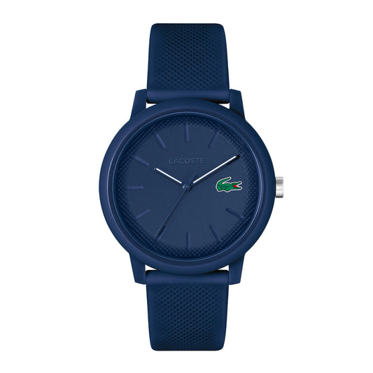 Lacoste.12.12 Blue Dial Blue Silicone Strap Men's Watch, Men, 42mm, bleu, Goodwatch fashion & trendy watches