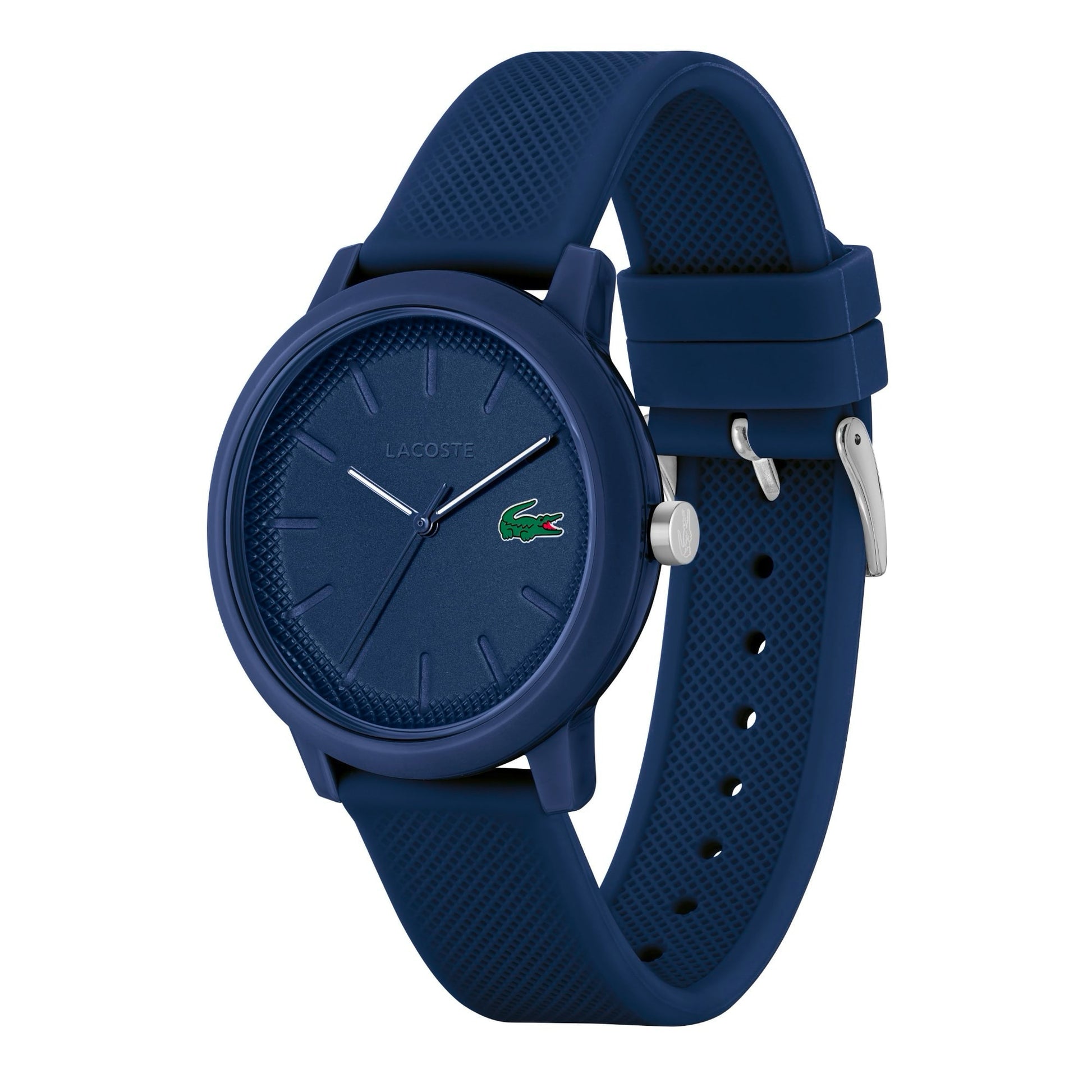 Lacoste.12.12 Blue Dial Blue Silicone Strap Men's Watch, Men, 42mm, bleu, Goodwatch fashion & trendy watches