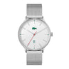 Lacoste Club Men's Slim Silver Date Watch Mesh Band, silver, 42mm, Men, Goodwatch fashion & trendy watches