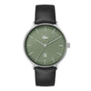 Lacoste Club Men's Olive Date Dial Watch Black Leather Strap, Men, 42mm, green, Goodwatch fashion & trendy watches