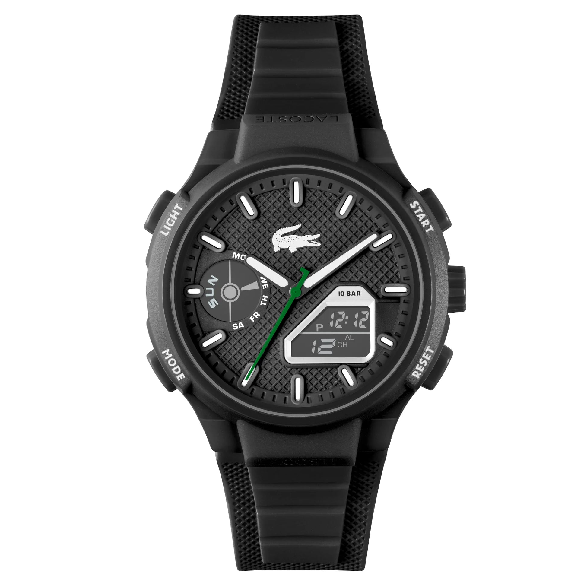 Lacoste LC33 World Time Chrono Light Black Date Dial Silicone Strap Men's Watch, , , , Goodwatch fashion & trendy watches