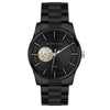 Alfred Sung Automatic Men's watch: Black bracelet, open heart dial, minimalist design.
