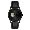Alfred Sung Men's Automatic Watch with Black Dial and Italian Leather Strap.