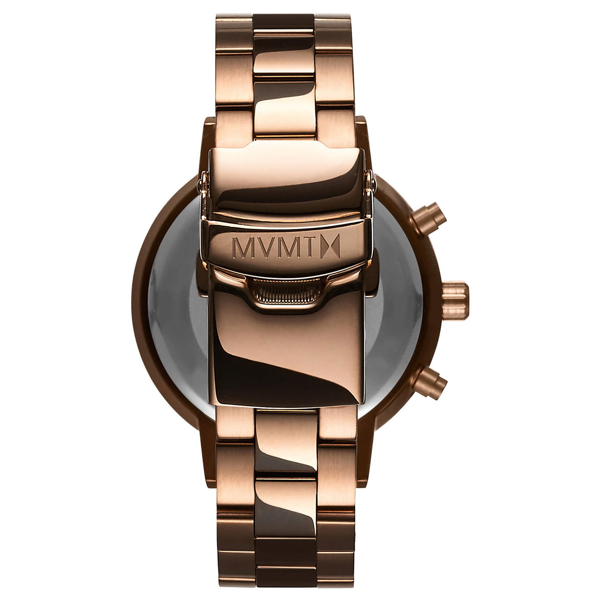 MVMT Nova Leo Rose Ladies watch, gold-toned with Japanese quartz, metal link band highlights the case and clasp.