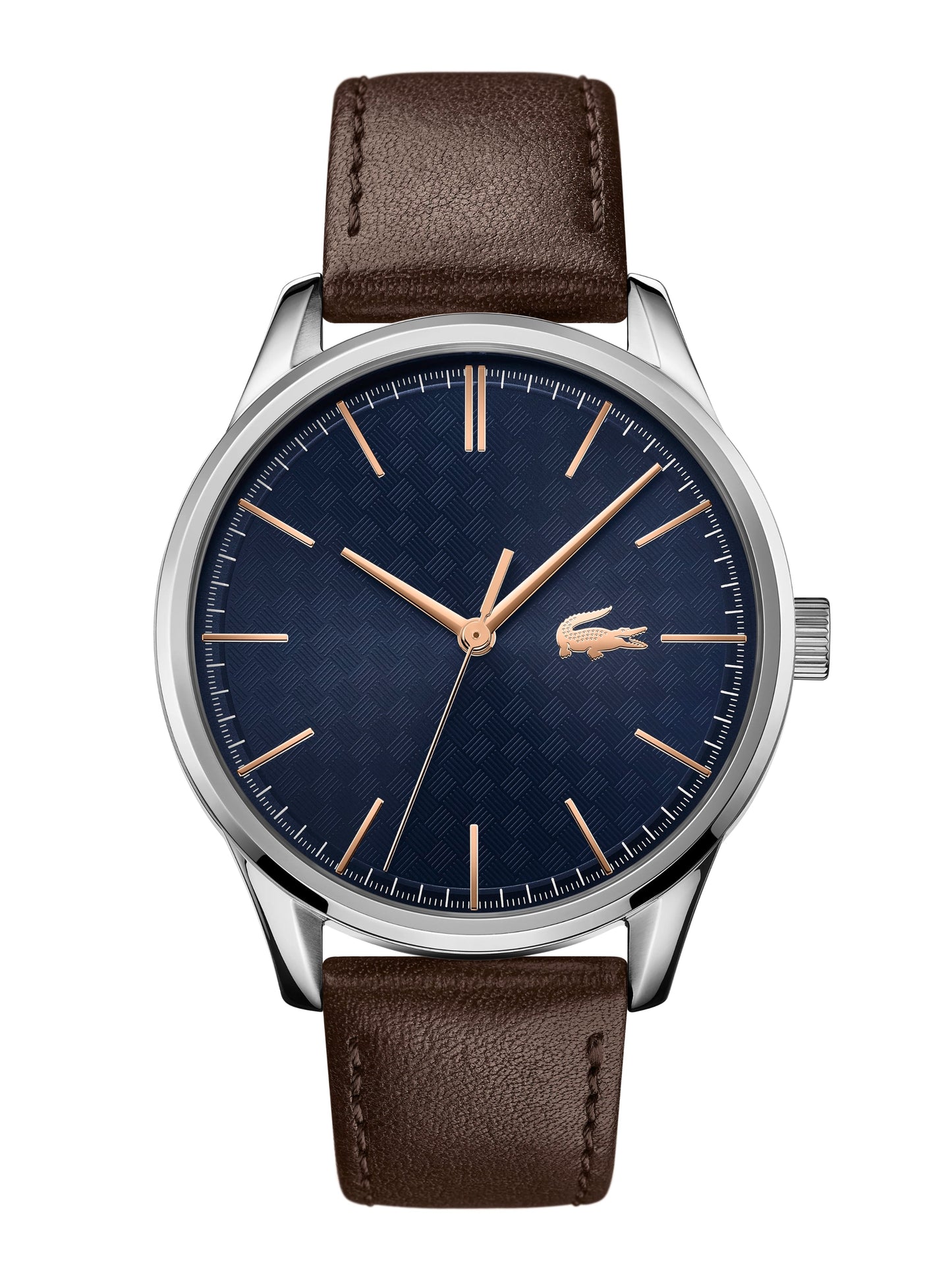 Lacoste Men's Vienna Blue - Brown Watch 2011046 with brown leather strap.