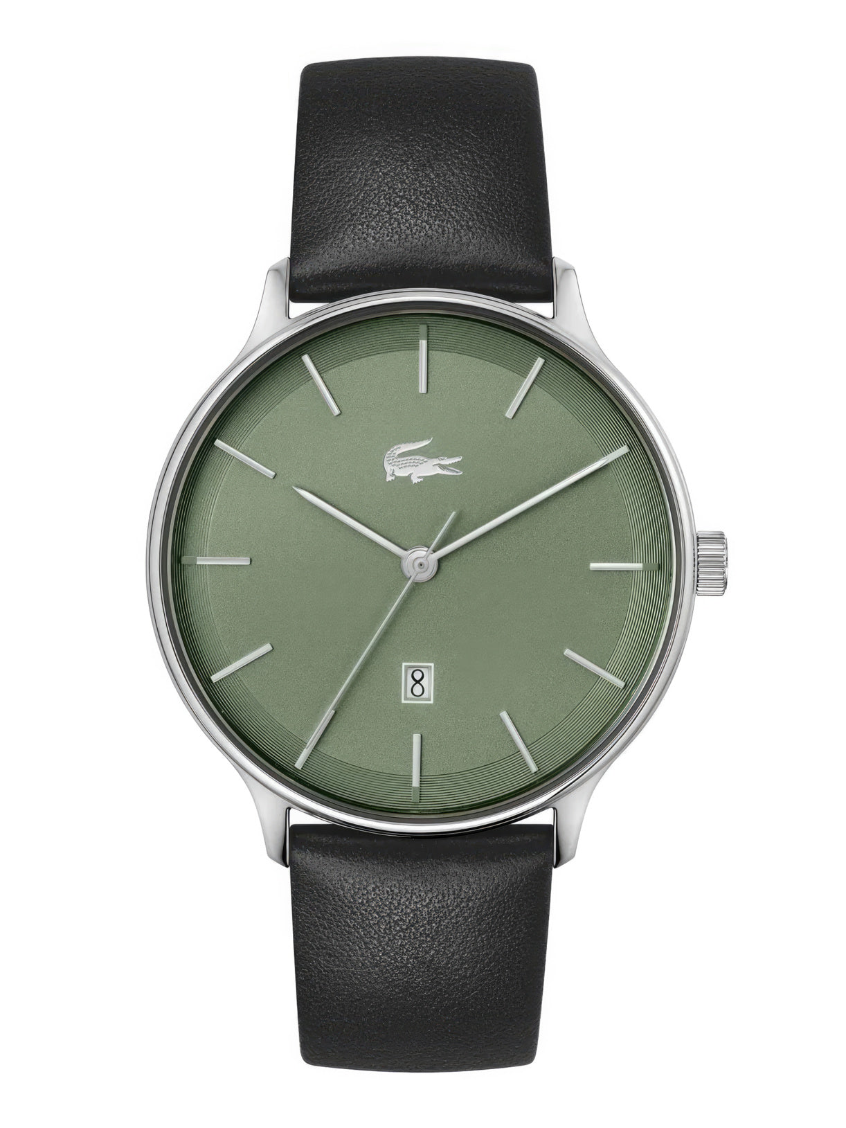 Lacoste Club Olive Dial Watch 2011225 with black leather strap
