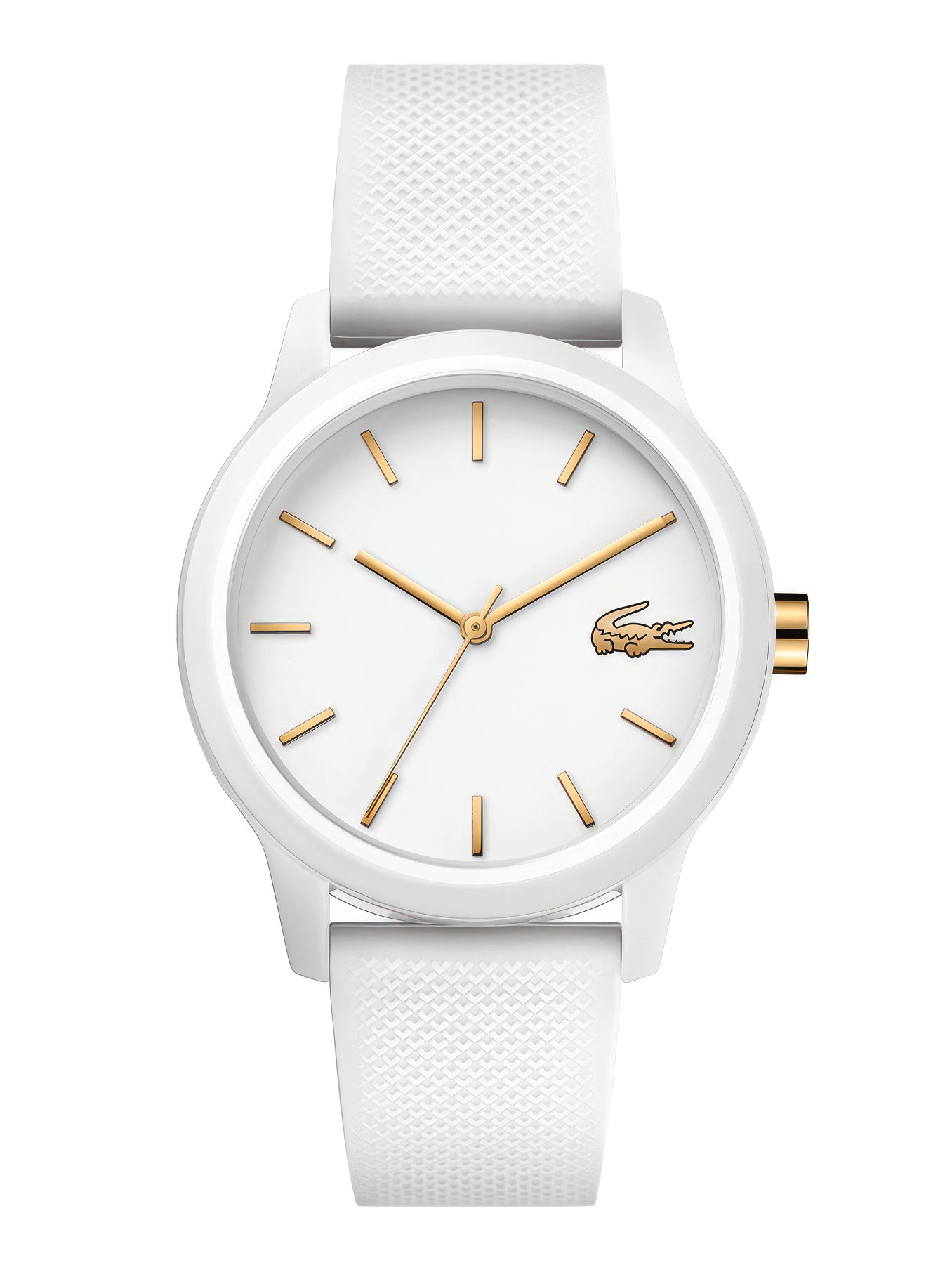 A Ladies Lacoste.12.12 White Watch 2001063 on a white background.