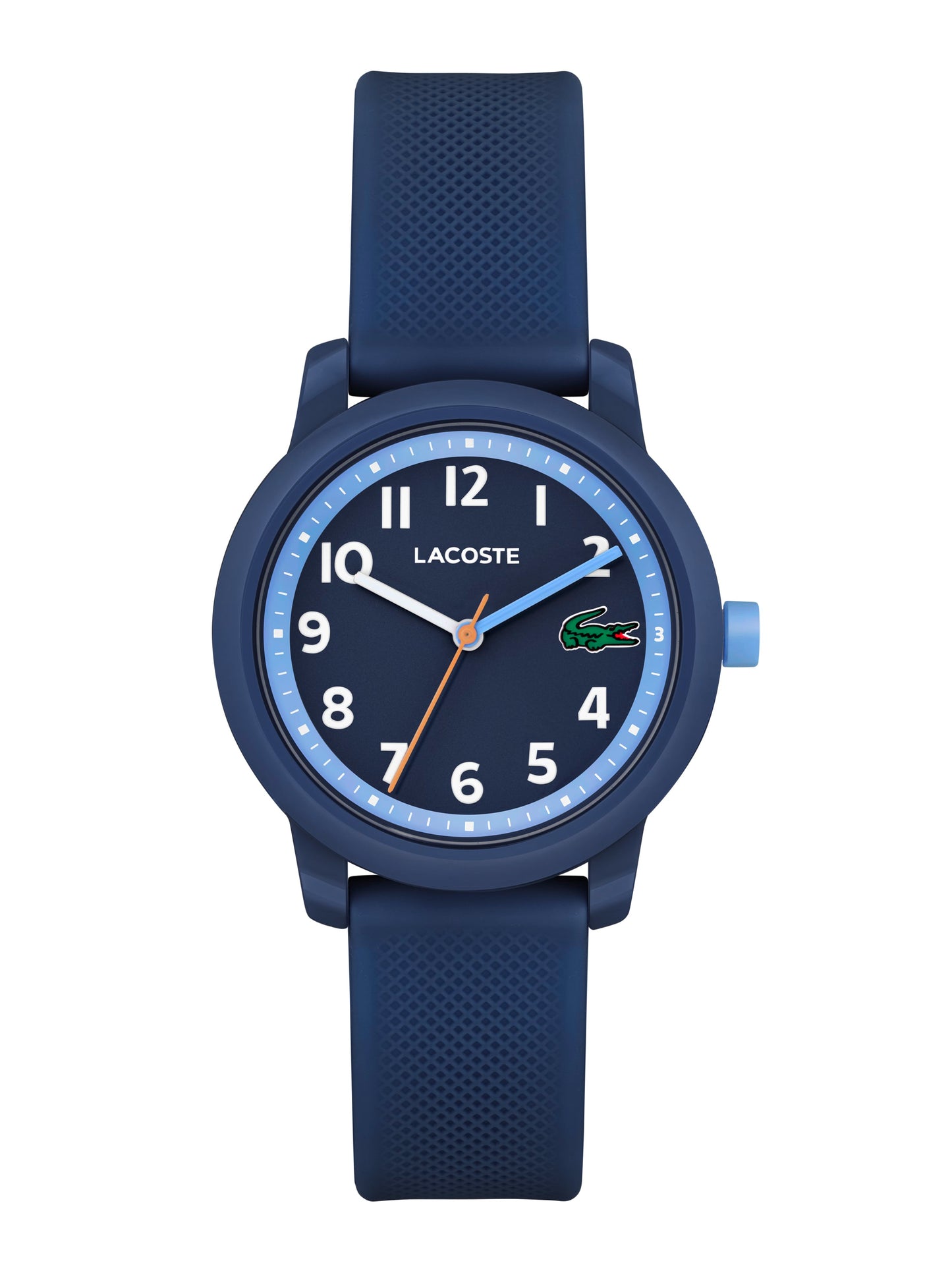 This is a product description for the Lacoste Kids Lacoste.12.12 Blue Watch 2030043. With its signature Lacoste branding and high-quality silicone band, this watch is perfect for stylish men who value both fashion and functionality. Craft